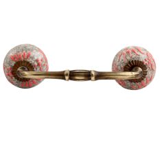 Pink Floral Crackle Ceramic Bridge Handle