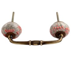 Pink Floral Crackle Ceramic Bridge Handle