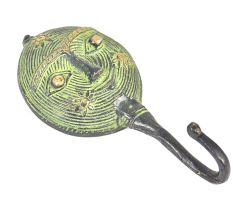 Brass Tribal Face Patina Rich Single Wall Hook
