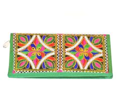 Banjara Green Border Hand Embroidered Clutch Purse