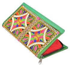 Banjara Green Border Hand Embroidered Clutch Purse