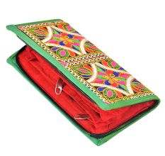 Banjara Green Border Hand Embroidered Clutch Purse