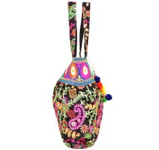 Black Traditional Embroidered Cotton Assorted Handbag