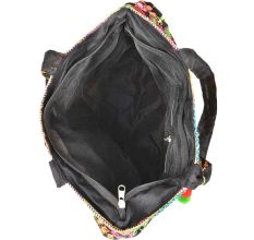 Black Traditional Embroidered Cotton Assorted Handbag