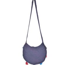 Navy Blue Red Semi Circle Elephant Embroidered Sling  Bag