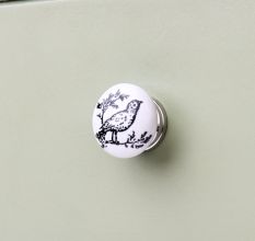 Black White Bird Knob