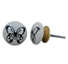 Black Butterfly Ceramic Cabinet Knob