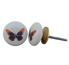 Blue Butterfly Ceramic Kids Knob