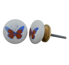 Orange Butterfly Ceramic Knob