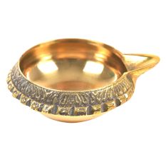 Hand Crafted Brass Kuber Diya 1 inch x 2.5 inch