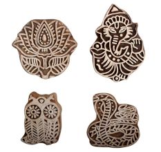 Set of 4 Piece New Mix Wooden Printing Block