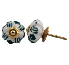 Dark Green Flower Knob