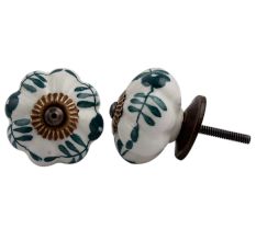 Dark Green Flower Knob