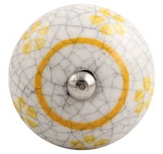 Yellow Floral Crackle Ceramic Wine Stopper