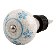 Turquoise Floral Crackle Ceramic Wine Stopper