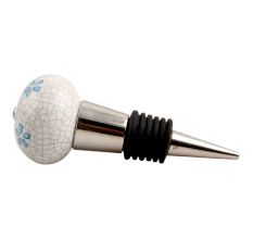 Turquoise Floral Crackle Ceramic Wine Stopper