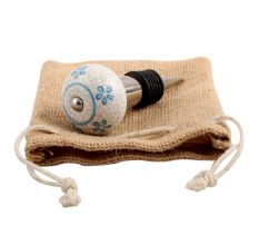 Turquoise Floral Crackle Ceramic Wine Stopper