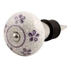 Purple Floral Crackle Ceramic Wine Stopper