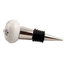 Purple Floral Crackle Ceramic Wine Stopper