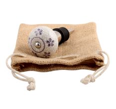 Purple Floral Crackle Ceramic Wine Stopper