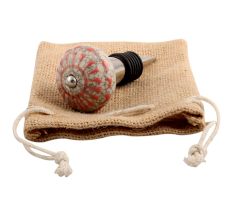Peach Wheel Crackle Ceramic Wine Stopper