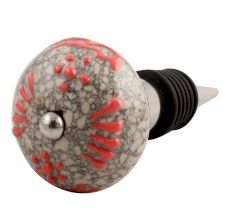 Pink Floral Crackle Ceramic Wine Stopper 