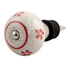 Red Floral Crackle Ceramic Wine Stopper