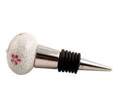 Red Floral Crackle Ceramic Wine Stopper
