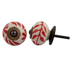 Cream With   Red Flower Knob