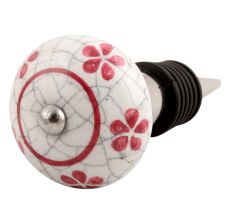 Pink Floral Crackle Ceramic Wine Stopper