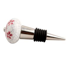 Pink Floral Crackle Ceramic Wine Stopper