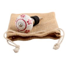 Pink Floral Crackle Ceramic Wine Stopper