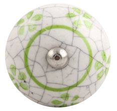 Pea Green Floral Crackle Ceramic Wine Stopper 