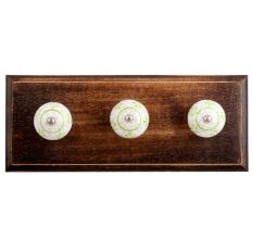 Pea Green Floral Crackle Ceramic Wooden Hook