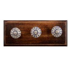 Blue Wheel Crackle Ceramic Wooden Hook 