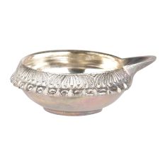 Etched Brass Kuber Diya With Silver Polish
