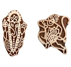 Set of 2 Piece New Mix Wooden Printing Block
