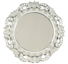 Round Floral Frame Etched Venetian Mirror