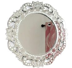 Round Floral Frame Etched Venetian Mirror