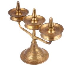Brass Oil Lamp With Three Diyas