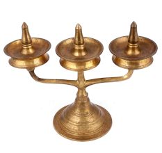 Brass Oil Lamp With Three Diyas