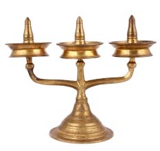 Brass Oil Lamp With Three Diyas