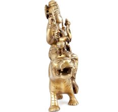 Brass Durga Maa Figurine Sitting On A Tiger