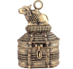 Bronze Dhokra Art Jewellery Box With A Handle On Nandi