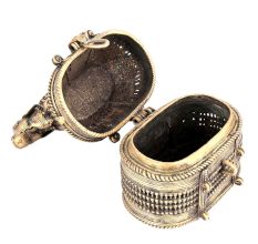 Bronze Dhokra Art Jewellery Box With A Handle On Nandi