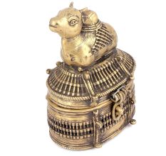 Bronze Dhokra Art Jewellery Box With A Nandi