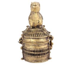 Bronze Dhokra Art Jewellery Box With A Nandi