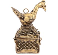 Bronze Dhokra Art Jewellery Box With A Bird On It