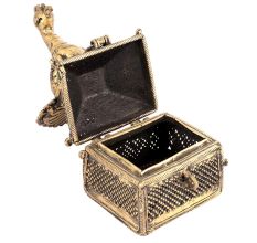 Bronze Dhokra Art Jewellery Box With A Bird On It