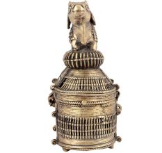 Bronze Dhokra Art Jewellery Box With A Nandi Sitting On It